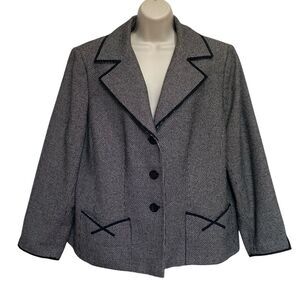 Tahari Arthur S. Levine Wool Blend Tweed Jacket Blazer Lined Plus Sz 18W